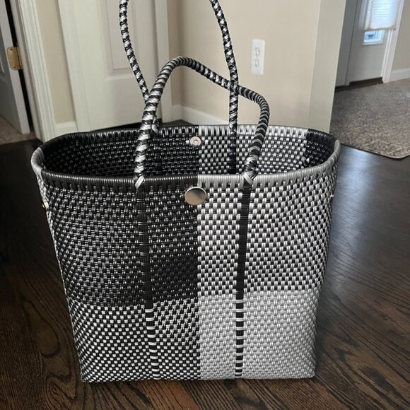 Handbags - Large Black and White Handwoven Tote